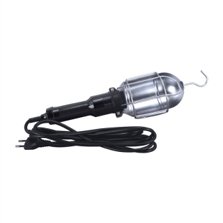 Lampa warsztatowa z siatką ochronną na żarówkę z włącznikiem WARTA E27 BLACK  04502/IDE