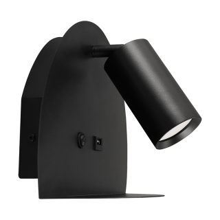 Lampka do czytania sypialni nad łóżko z półką MOBI WLL GU10 BLACK  04189/IDE