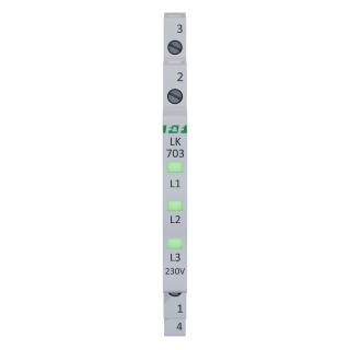 Lampka kontrolna modułowa LED 3-fazowa zielona Slim, 230V; LK-703G, FF  LK-703G/FIF