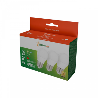 LED Kulka E-27 230V 6W WW Spectrum 3-pack  WOJ+13024_3PACK/WOJ