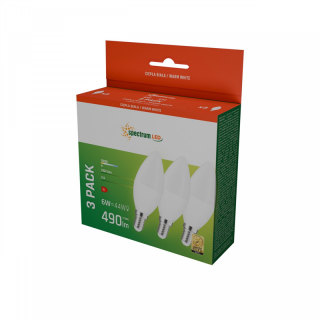 LED Świecowa E-14 230V 6W WW Spectrum 3-pack  WOJ+13026_3PACK/WOJ