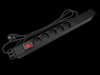 Listwa zasilająca 19" 230V - 5 gniazd (typu E - CEE 7/5), z wyłącznikiem LED, kabel 1,8m CEE 7/7 ALANTEC  PZ051U/ALA