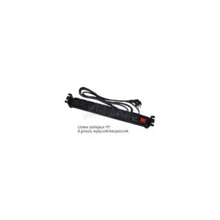 Listwa zasilająca 19" 3m 8 gniazd/wyłącznik/bezpiecznik - szara  19-0044S/SAB