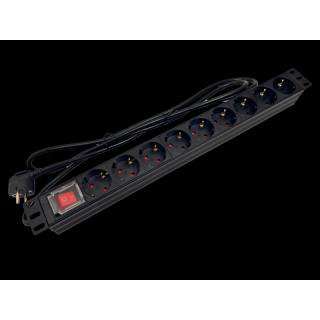 Listwa zasilająca 19'' - 9x230V z wyłącznikiem LED, kabel 1,8m  PZ023/ALA
