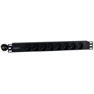 Listwa zasilająca standard EmiterNet 19" 9 gn. z bolcem, wtyk uni-schuko, kabel 2 m, kontrolka LED  EM/LZ19.08F.2S.L/EMK