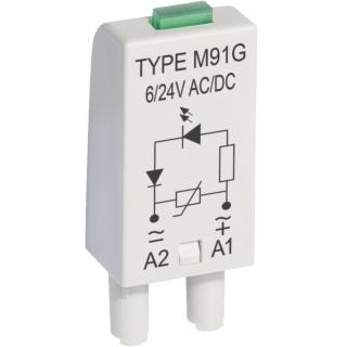 MODUL LV M91G SZARY Moduły przeciwprzepięciowe / sygnalizacyjne typu M. Dioda LED zielony. Napięcie 6/24 V AC/DC. Temperatura pracy -40…+70. Stopień ochrony obudowy IP40  854856/REL