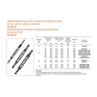 Mufa zimnokurczliwa przelotowa 12/20kV na 1 kabel 1-żyłowy z złączką śrubową 24CSJ-S M70-240  74116/NPA