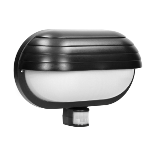 MUSAM, oprawa ogrodowa z czujnikiem ruchu 180°, 1x60W, E27, IP44, z przesłoną, plastik, czarna  LF-1/B/ORN