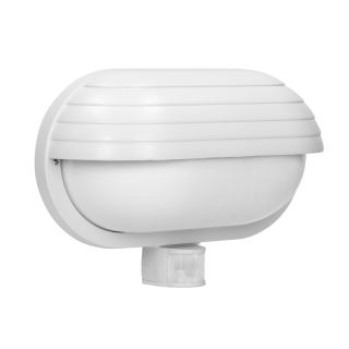 MUSAM, oprawa ogrodowa z czujnikiem ruchu 180st, 1x60W, E27, IP44, z przesłoną, plastik, biała  LF-1/W/ORN