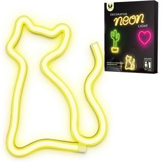 Neon LED KOT biały ciepły 3xAA baterie + USB FLNEO3; T-90827, Forever Light, PLASTROL  T-90827/PLR