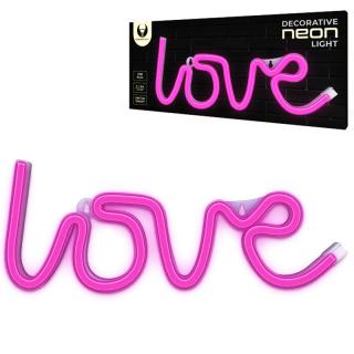 Neon LED LOVE różowy 3xAA baterie + USB FLNEO5 Forever Light  T-90712/PLR