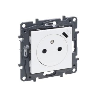 Niloe Step Gniazdo zasilające 2P+Z z USB typu C umieszczonym w plakietce, zaciski automatyczne, z przesłoną styków, biały; 863138, LEGRAND  863138/LEG