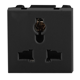 NOEN UK, gniazdo modułowe 45x45mm 3-pinowe multifunkcjonalne, 10A, 250V, czarne  OR-GM-9010/B/UK/ORN
