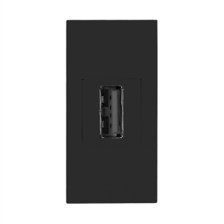 NOEN USB data, gniazdo modułowe 22,5x45mm USB data 2.0, przelotka, czarne  OR-GM-9010/B/USBDAT1/ORN