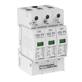 Ogranicznik przepięć PV 1000V DC Typ 2 C 3P 20kA 4kV, V20-C 3-PH-1000; 5094608, OBO BETTERMANN  5094608/OBO