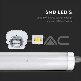 Oprawa hermetyczna LED 48W 1500mm, 5760lm, barwa: 4000K neutralna biel, obudowa biała IP65; 2lata gwar.,V-TAC  216287/VTC