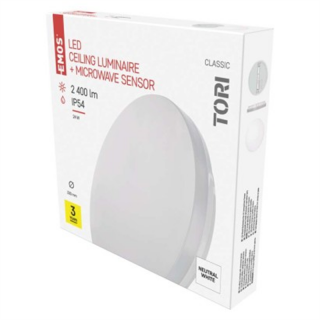 Oprawa LED okrągła TORI 24W MW czujnik ruchu IP54 neutral.b.  ZM4329/EMO