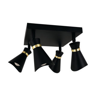 Oprawa ścienno-sufitowa LORETA SPT E14 4D BLACK/GOLDEN  04322/IDE