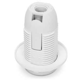 Oprawka E14 plastikowa z kołnierzem; biały  W-97656/PLR