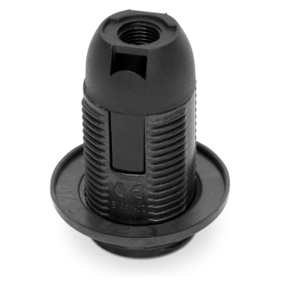 Oprawka E14 plastikowa z kołnierzem; czarny  W-97657/PLR
