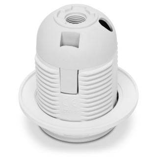 Oprawka E27 plastikowa z kołnierzem; biały; W-97654, PLASTROL  W-97654/PLR