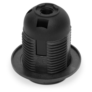Oprawka E27 plastikowa z kołnierzem; czarny  W-97655/PLR