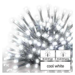 Oświetlenie świąteczne - łączone Standard - sople 100LED 2,5 m zimna biel + zimna biel miga IP44  D1CC02/EMO