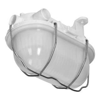 OVAL 7040T/R, oprawa oświetleniowa, 40W, E27, IP44, IK10, klosz poliwęglan matowy, podstawa polipropylen, siatka metalowa rozkładana, biała  A1130-MP/ORN