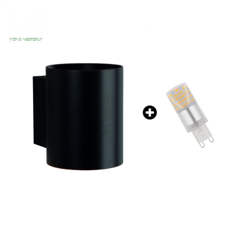 Pakiet 5 lat Gwarancji : Oprawa Squalla G9 tuba Czarna + LED G9 4W WW ( Slip006012 + Woj+14433 )  SLIP006012_WOJ+14433/WOJ