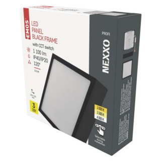 Panel LED natynkowy NEXXO, kwadrat, czarny, 12,5W, CCT  ZM6333/EMO