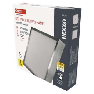Panel LED natynkowy NEXXO, kwadrat, srebrny, 21W, CCT  ZM6243/EMO