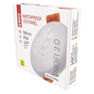 Panel LED VIXXO wpuszczany okrągły 6W IP65 neutralna biel  ZV1112/EMO