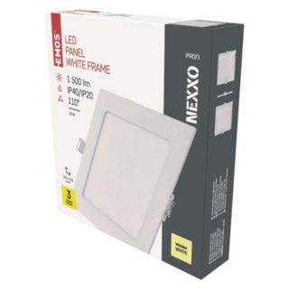 Panel LED wpuszczany NEXXO, kwadrat, biały, 18W, ciepła biel  ZD2144/EMO