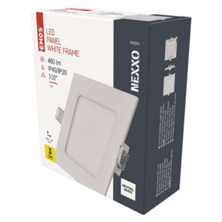 Panel LED wpuszczany NEXXO, kwadrat, biały, 7W, neutralna biel  ZD2125/EMO