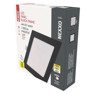 Panel LED wpuszczany NEXXO, kwadrat, czarny, 12W, CCT  ZD2333/EMO