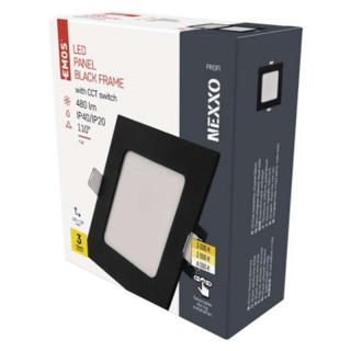 Panel LED wpuszczany NEXXO, kwadrat, czarny, 7W, CCT  ZD2323/EMO