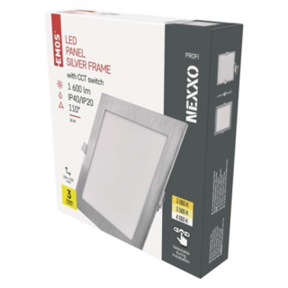 Panel LED wpuszczany NEXXO, kwadrat, srebrny, 18W, CCT  ZD2243/EMO