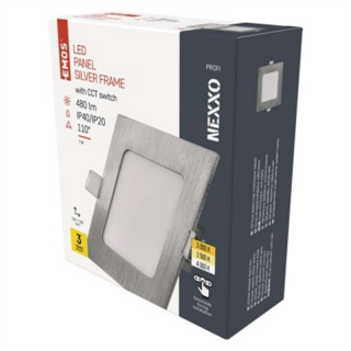 Panel LED wpuszczany NEXXO, kwadrat, srebrny, 7W, CCT  ZD2223/EMO