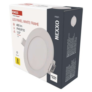 Panel LED wpuszczany NEXXO, okrągły, biały, 7W, neutralna biel  ZD1125/EMO