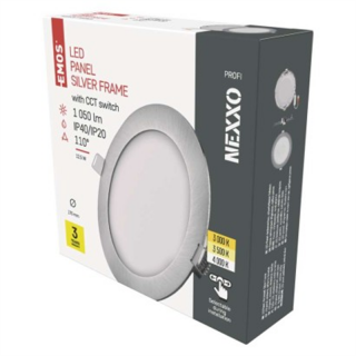 Panel LED wpuszczany NEXXO, okrągły, srebrny, 12W, CCT  ZD1233/EMO