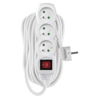 Przedłużacz 10 m / 3 gniazda / z wyłącznikiem / biały / PVC / 1 mm2  P1310/EMO
