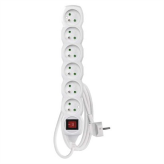Przedłużacz 2 m / 6 gniazd / z wyłącznikiem / biały / PVC / 1 mm2  P1612/EMO