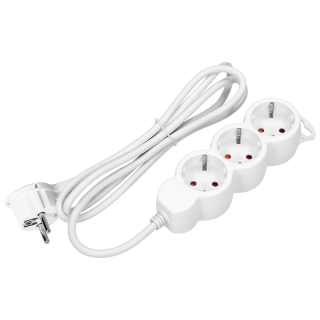 Przedłużacz 3-krotny 2P+Z (Schuko), 1,5m H05VV-F 3x1,5mm2 , Imax=16A, płaska wtyczka, biały  ES-4(GS)/W/1,5/ORN