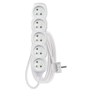 Przedłużacz 3 m / 5 gniazd / biały / PVC / 1,5 mm2  P0513R/EMO