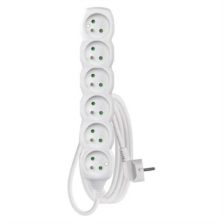 Przedłużacz 3 m / 6 gniazd / biały / PVC / 1,5 mm2  P0613R/EMO