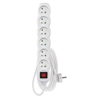 Przedłużacz 3 m / 6 gniazd / z wyłącznikiem / biały / PVC / 1 mm2  P1613/EMO
