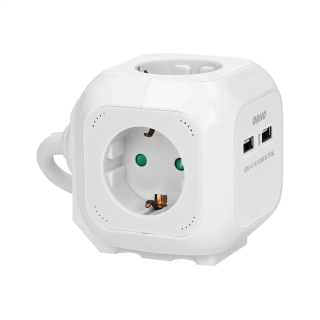 Przedłużacz 4 krotny 2P+Z (Schuko), ładowarka 2xUSB, 1,4m H05VV-F 3x1,5mm2, biały  OR-AE-13144(GS)/W/ORN