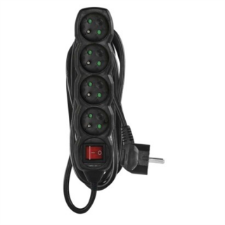 Przedłużacz 5 m / 4 gniazda / z wyłącznikiem / czarny / PVC / 1,5 mm2  PC1415R/EMO