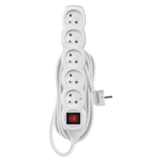 Przedłużacz 5 m / 5 gniazd / z wyłącznikiem / biały / PVC / 1,5 mm2  P1515R/EMO