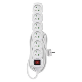 Przedłużacz 5 m / 6 gniazd / z wyłącznikiem / biały / PVC / 1 mm2  P1615/EMO